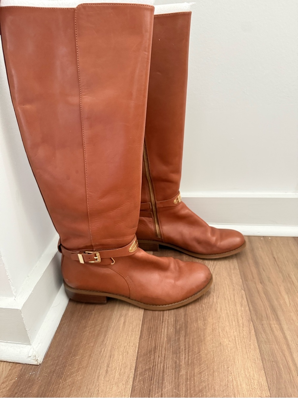 Michael Kors Tall Leather Over-the-Knee Boots in Cognac Brown